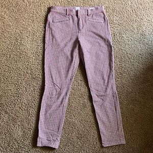 GAP Signature Skinny Ankle Pants (Navy/Red/White Check Pattern)